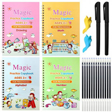 Deals, Discounts & Offers on Stationery - 4 PCS Magic Practice Copybook for Kids, Handwriting English Reusable Magical Ink Practice Copy Books