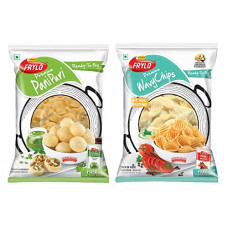 Deals, Discounts & Offers on  - Frylo Premium Dehydred Potato Wavy Chips with Tomato Test Maker 225gm and Premium Multigrain panipuri with Panipuri Paste 275gm