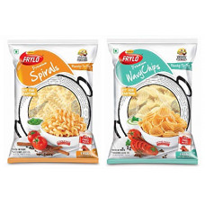 Deals, Discounts & Offers on  - Frylo Premium Potato, Spiral and Wavy Chips, Potato Snacks, Ready to Fry- Pack of 2 (Each 225gm) with Free Tate Maker,Dehydrated Potato, Sedha Namak, Ideal