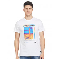 Deals, Discounts & Offers on Men - [Size M] Lee White Graphic Print Regular Fit Tshirt