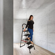 Deals, Discounts & Offers on Home Improvement - Parasnath Black Diamond Ladder 5 Step Heavy Folding Step Ladder with Wide Step 5.1 FT Ladder Made in India