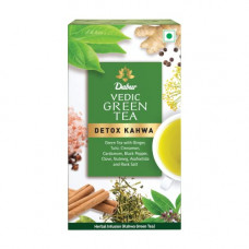 Deals, Discounts & Offers on  - Dabur Vedic Green Tea, Detox Kahwa, 25 Teabags | 8 Real Ayurvedic Herbs and Rock Salt | Zingy, Spicy Taste | Improves Digestion