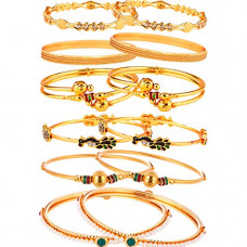 Deals, Discounts & Offers on Bangles - Zeneme Combo of Victoria Bangle Set, Pearls Bangle Set, Trendy Gold Plated and Coinage Bangle Set