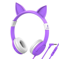 Deals, Discounts & Offers on Headphones - iClever Kids Headphones with Mic For Girls Gifts, Cat Ear Hello Kitty Wired Headphone For Children on Ear,Adjustable 85/94dB Volume Control,Headsets with Microphone
