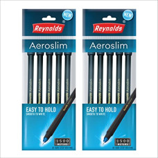 Deals, Discounts & Offers on Stationery - Reynolds AEROSLIM BP - BLACK (Pack of 10) | Lightweight Ball Pen With Comfortable Grip For Extra Smooth Writing I School and Office Stationery