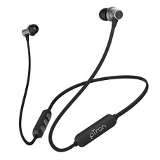 Deals, Discounts & Offers on Headphones - pTron Bassfest Plus Magnetic in Ear Bluetooth 5.0 Wireless Headphones with Mic, Stereo Sound with Bass, IPX4 Water & Sweat Resistant, Voice Assistance, Ergonomic & Lightweight - (Black & Grey)