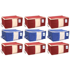 Deals, Discounts & Offers on Storage - Kuber Industries 9 Piece Non Woven Underbed Storage Organiser Set, Extra Large, Maroon and Royal Blue