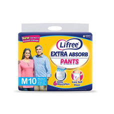 Deals, Discounts & Offers on  - Lifree Extra Absorb Adult Diaper Pants Unisex, Medium size 10 Pieces, Waist size (60-85 cm | 24-33 Inches) (New version)