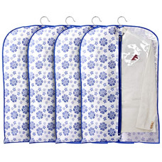 Deals, Discounts & Offers on  - Kuber Industries Flower Printed 4 Pieces Half Transparent Non Woven Men's Coat Blazer Cover (Blue)-KUBMART845