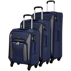 Deals, Discounts & Offers on  - Amazon Brand - Solimo Softsided Suitcase Set with Wheels and TSA Lock (78 cm + 68.5 cm + 56.5 cm), Blue