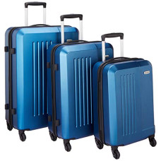 Deals, Discounts & Offers on  - Amazon Brand  Solimo Murray Hardside Trolley, Blue, Set of 3 (55cm + 66cm + 75cm)