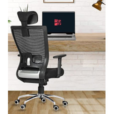 Deals, Discounts & Offers on Furniture - Da Urban Mascot High Back Revolving Mesh Office Executive Ergonomic Chair with Adjustable Armrest & Headrest and Tilt Lock, Long Day Comfort, (Black)