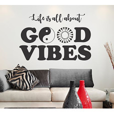 Deals, Discounts & Offers on  - Wallstick 72-136 'Good Vibes' Vinyl Wall Sticker (49 cm x 4 cm x 4 cm, Multicolour)