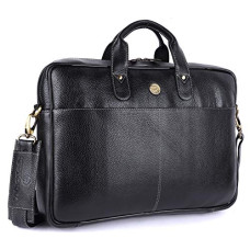 Deals, Discounts & Offers on Laptop Accessories - REDHORNZ Genuine Leather Unisex Professional Office Laptop Bag 39.62 cm (15.6 inch), Bombay Black