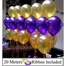 Deals, Discounts & Offers on  - AMFIN Metallic Balloons (Purple & Golden_10 Inch_Pack of 50)