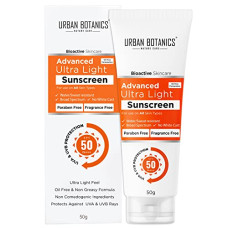 Deals, Discounts & Offers on Beauty Care - UrbanBotanics Advance Ultra Light Sunscreen SPF 50 PA+++ - Oil Free - Non Comedogenic- Water/Sweat Resistant - Protect against UVA/UVB Rays - No White Cast - For Men & Women, 50g