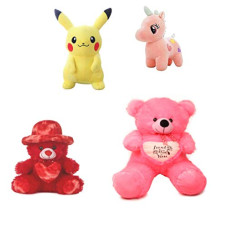 Deals, Discounts & Offers on  - nkl Soft Teddy Bear with Heart Pink 3 feet (90 cm) + red Cap Teddy + Cutie Yellow Pikachu + Beautiful Pink Unicorn (30 cm )