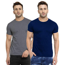 Deals, Discounts & Offers on Men - [Sizes M, L, XL] Scott Men's Basic Cotton Round Neck Half Sleeve Solid T-Shirts - Pack of 2