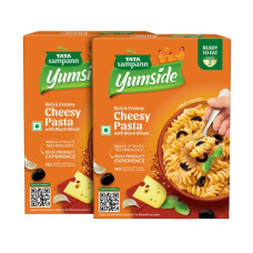Deals, Discounts & Offers on  - Tata Sampann Yumside Cheesy Pasta with Black Olives | Rich & Creamy | Ready to Eat Meal | Serves 4 Pax | Pack of 2 | 285g*2