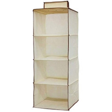 Deals, Discounts & Offers on  - Shopo Hanging Storage Wardrobe/Closet Storage Organizer 4 Layer, Non-Woven Fabric, Plywood and Paper Board (4 Shelf Hanging Closet)