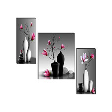 Deals, Discounts & Offers on  - SAF Set of 3 Beautiful Flower Pot UV Textured Self adeshive wall painting