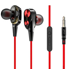 Deals, Discounts & Offers on Mobile Accessories - PTron Boom Evo 4D in-Ear Dual Driver Wired Headphones with Mic - (Black & Red)