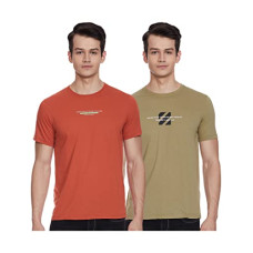 Deals, Discounts & Offers on Men - Cazibe Men's Regular T-Shirt (CZ11105_L.Olive/Rust XL)