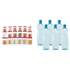 Deals, Discounts & Offers on  - milton vitro plastic pet storage jar and container, set of 18 (6 pcs x 230 ml each, 6 pcs x 600 ml each, 6 pcs x 1.18 ltrs each) & Pacific 1000 Pet Bottles 6 Pcs Set, Blue