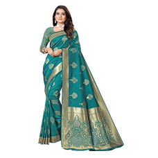 Deals, Discounts & Offers on Women - Tigdi Vasstra Women's Fancy Designer Woven Work Heavy Silk Saree with Stylish Heavy Work Blouse Piece