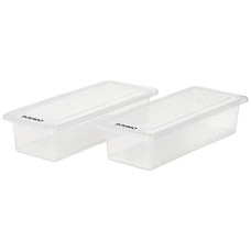 Deals, Discounts & Offers on  - Amazon Brand - Solimo Stackable Storage Containers with Removable Drain Plate and Lid, Set of 2