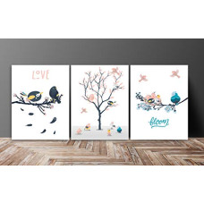 Deals, Discounts & Offers on  - SAF Love Bird Designer Multieffect UV Textured Panel Painting (Set of 3, 12 Inches X 27 Inches (SANFC12243) SANFC12243,Figures