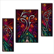 Deals, Discounts & Offers on  - SAF 6MM Ganesha Set of 3 Panel Digital Reprint 12 inch x 18 inch Painting SANFJM1003