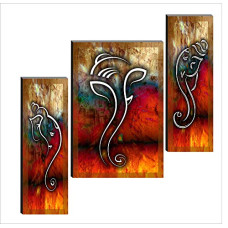 Deals, Discounts & Offers on  - SAF 6MM Ganesha Set of 3 Panel Digital Reprint 12 inch x 18 inch Painting SANFJM1004