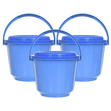 Deals, Discounts & Offers on  - Kuber Industries Small Multiuses Plastic Kitchen & Pantry Storage Container/Bucket with Handle & Lid, 5 LTR.- Pack of 3 (Blue)-47KM01233