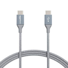 Deals, Discounts & Offers on  - AmazonBasics Double Braided Nylon USB Type-C to Type-C 2.0 Cable, Charging Adapter, Smartphone 6 feet, Dark Grey