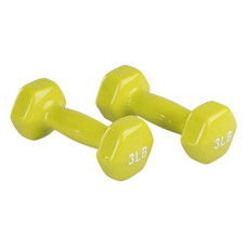 Deals, Discounts & Offers on  - AmazonBasics Vinyl 3 Pound Fixed Dumbbells - Set of 2, Citron Yellow