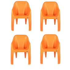 Deals, Discounts & Offers on Furniture - Cello Dynamo Cafeteria Plastic Chair,Set of 4,Orange