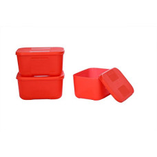 Deals, Discounts & Offers on  - Signoraware ICY Cool Big Container Set, 700ml, Set of 3, Deep Red