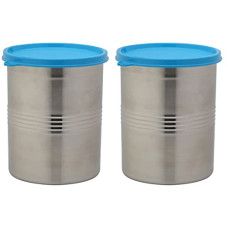 Deals, Discounts & Offers on  - Signoraware Modular Stainless Steel Container Round 4500ml, Set of 2,Blue