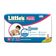 Deals, Discounts & Offers on Baby Care - Little's Baby Pants Diapers with Wetness Indicator and 12 Hours Absorption, Medium (M), 7-12 kg, 32 Count