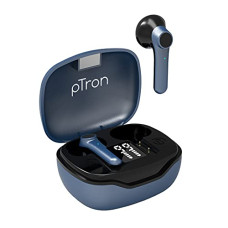 Deals, Discounts & Offers on Headphones - pTron Basspods 281 True Wireless Bluetooth 5.1 Headphones, Deep Bass, Touch Control TWS Earbuds, IPX4 Sweat/Water-Resistance, Stereo Calling & Passive Noise Canceling with Digital Case (Black & Blue)