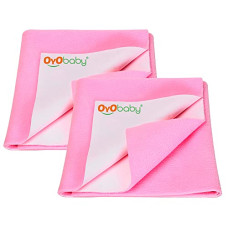 Deals, Discounts & Offers on Baby Care - OYO BABY 70 x 100 cm Waterproof Dry Sheet/Baby Bed Protector (Pink, Medium) -Combo Pack of 2