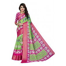 Deals, Discounts & Offers on Women - Divine International Trading Co Women's Patola Cotton Blend Saree With Unstiched Blouse Piece