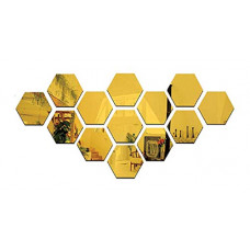 Deals, Discounts & Offers on Home Improvement - Wall1ders 13 Hexagon Acrylic Mirror Wall Stickers (Each Hexagon Size 10.5 cm x 12.1 cm, Golden) mirror stickers For wall, hexagon mirror wall stickers, acrylic mirror wall decor sticker, hexagonal mirror wall sticker, wall mirror stickers, wall stickers