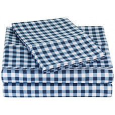 Deals, Discounts & Offers on  - AmazonBasics Microfiber Sheet Set - (Includes 1 bedsheet, 1 Fitted Sheet with Elastic, 2 Pillow Covers,Blue) King, Gingham Plaid
