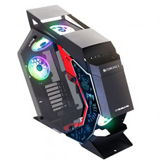 Deals, Discounts & Offers on  - Zebronics Zeb-Valhalla PRO Premium Gaming Cabinet with RGB sync, 100+ LED Modes, Fan Controller, Remote, 4X Center Glow RGB Fans, USB 3.0, Tempered Glass Panel and Heavy Duty Metal Frame (Black+Red)