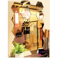 Deals, Discounts & Offers on  - Bikri Kendra - Hexagon 20 Golden 3D Acrylic Stickers Decorative Mirror Stickers Wall Stickers