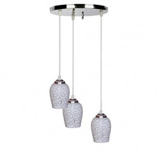 Deals, Discounts & Offers on  - LED Compatible Pendant Ceiling Lamp Hanging Light of 3 Decorative Lamp Shade in One Round Fitting by Somil