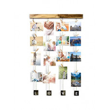 Deals, Discounts & Offers on  - Vah Wood Picture Photo Frame Artworks Multi Pictures Organizer & Hanging with Clips - Love (Multicolor)
