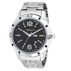 Deals, Discounts & Offers on Men - Timesmith Black Dial Silver Stainless Steel Metal Strap Genuine Premium Branded Day Date Analogue Watches For Men Latest Stylish